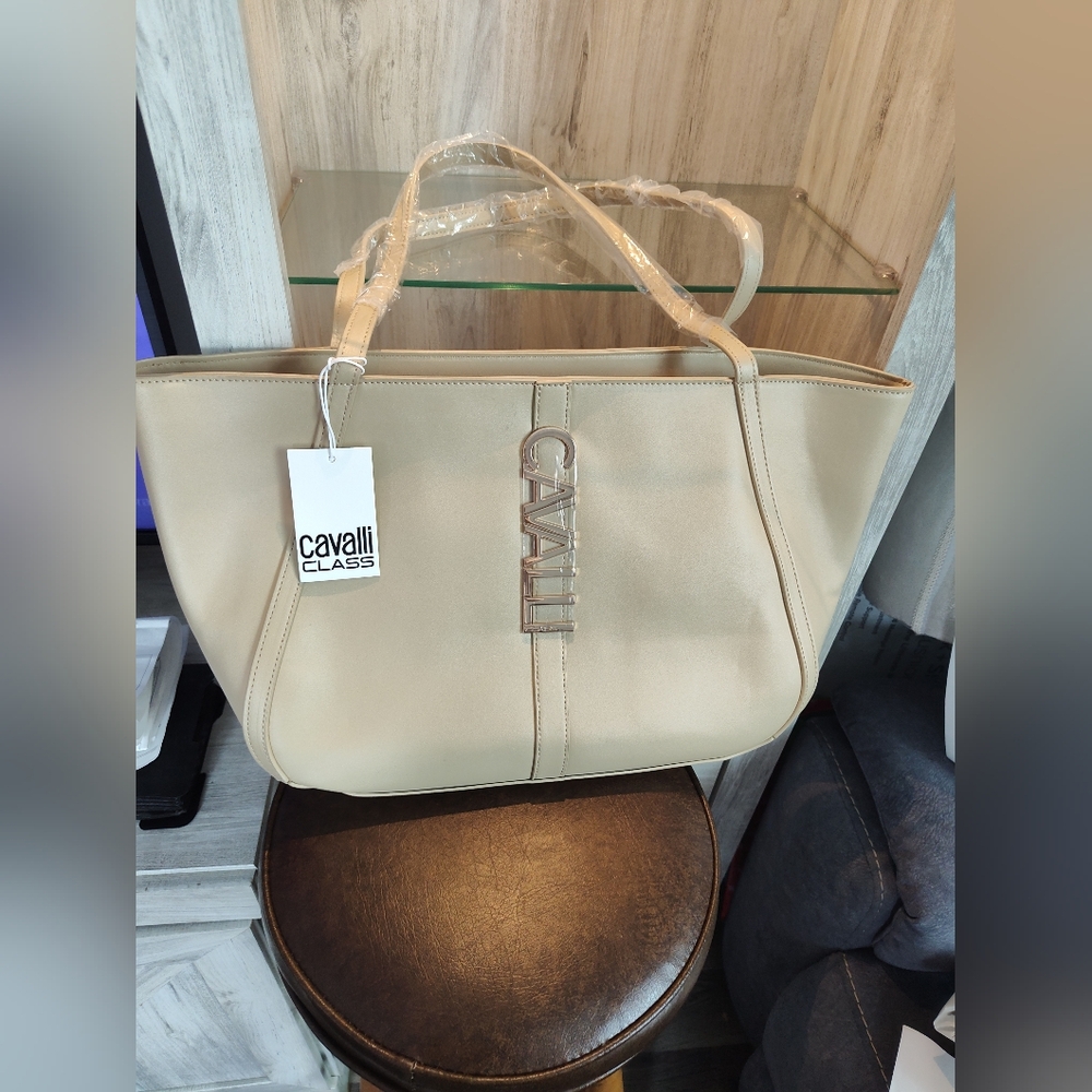 Cavalli Class Beige Big Tote Bag New With Tags 12"H * 20"W